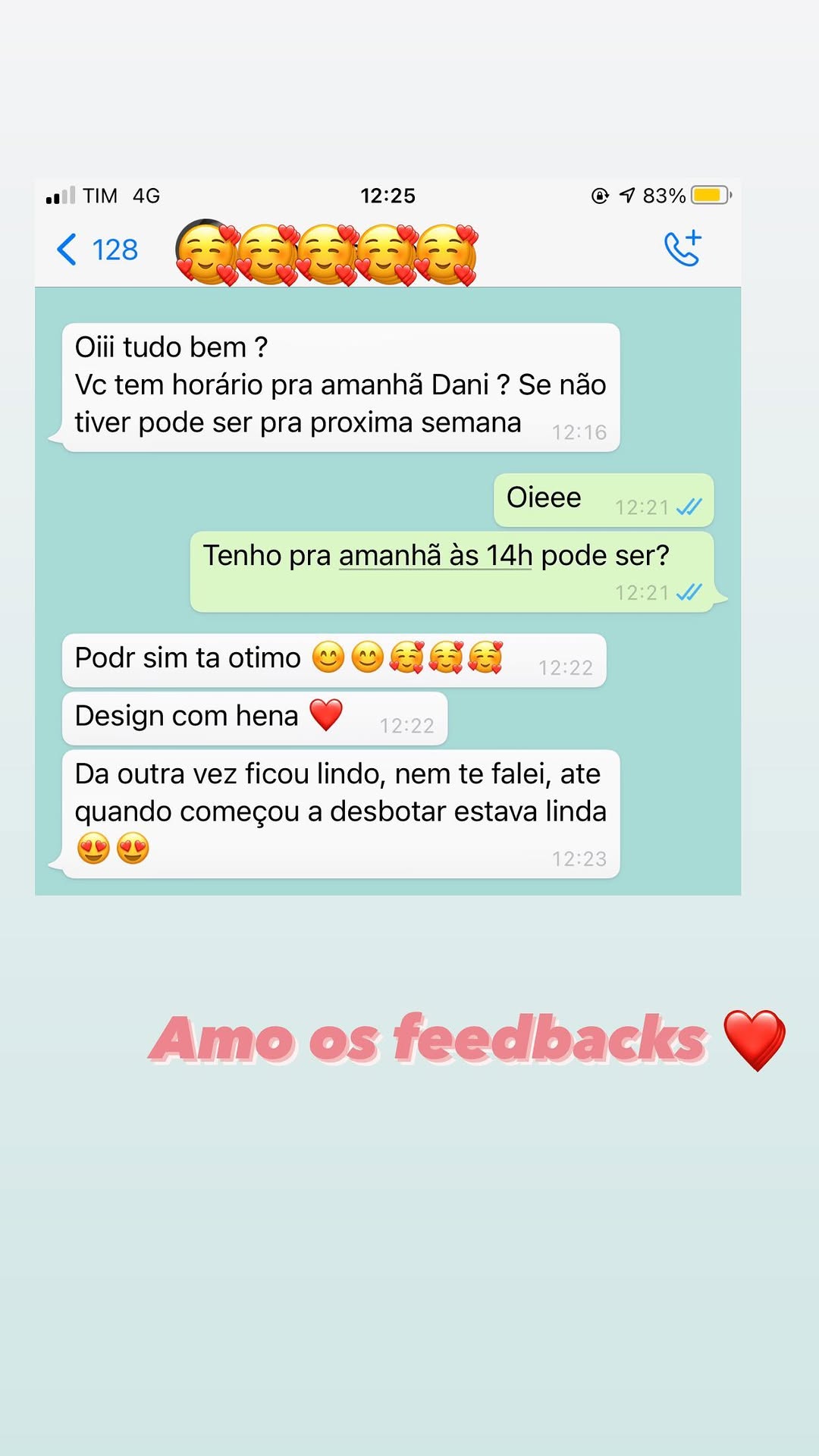 Cliente retornando para novo design com henna